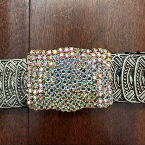 Vintage Silver and Rhinestone Embellished Stretchy Belt main image 9